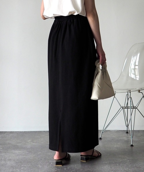 Riberry（リベリー）の「テレコリブ ナロースカート（スカート・レディース・アイボリー/ブラック/オートミール・FREE）」の8枚目の写真