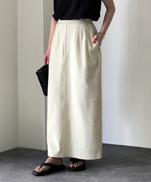 Riberry（リベリー）の「テレコリブ ナロースカート（スカート・レディース・アイボリー/ブラック/オートミール・FREE）」の18枚目の写真