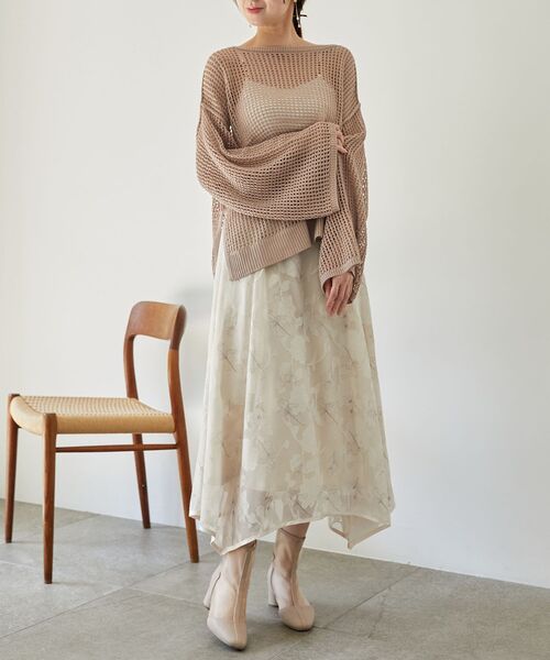 MAJESTIC LEGON（マジェスティックレゴン）の「フラワープリントジャカードスカート（スカート・レディース・アイボリー/グレー・MEDIUM）」の10枚目の写真