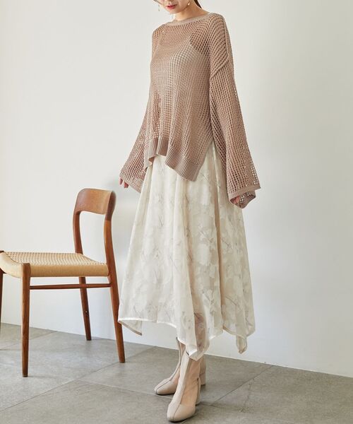 MAJESTIC LEGON（マジェスティックレゴン）の「フラワープリントジャカードスカート（スカート・レディース・アイボリー/グレー・MEDIUM）」の12枚目の写真