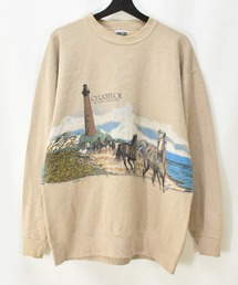 【ヴィンテージ古着】90's CURRITUCK NORTH CAROLINA アニマルプリント スウェット 馬 USA製