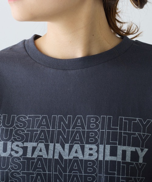 PUAL CE CIN（ピュアルセシン）の「オーガニックコットンショート丈Tシャツ（Tシャツ/カットソー・レディース・ブルー/オフホワイト/チャコールグレー・FREE）」の21枚目の写真