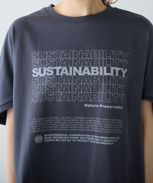 PUAL CE CIN（ピュアルセシン）の「オーガニックコットンショート丈Tシャツ（Tシャツ/カットソー・レディース・ブルー/オフホワイト/チャコールグレー・FREE）」の22枚目の写真