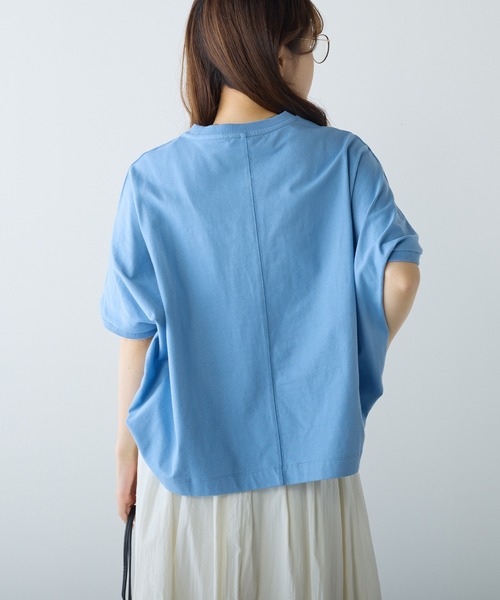 PUAL CE CIN（ピュアルセシン）の「オーガニックコットンショート丈Tシャツ（Tシャツ/カットソー・レディース・ブルー/オフホワイト/チャコールグレー・FREE）」の11枚目の写真