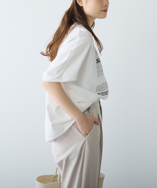 PUAL CE CIN（ピュアルセシン）の「オーガニックコットンショート丈Tシャツ（Tシャツ/カットソー・レディース・ブルー/オフホワイト/チャコールグレー・FREE）」の8枚目の写真