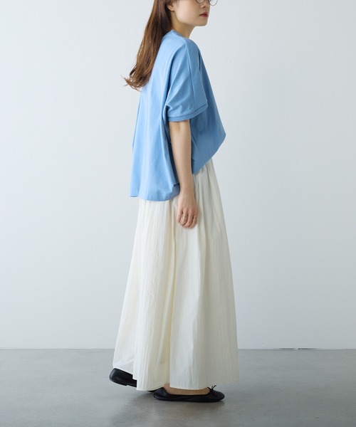 PUAL CE CIN（ピュアルセシン）の「オーガニックコットンショート丈Tシャツ（Tシャツ/カットソー・レディース・ブルー/オフホワイト/チャコールグレー・FREE）」の13枚目の写真