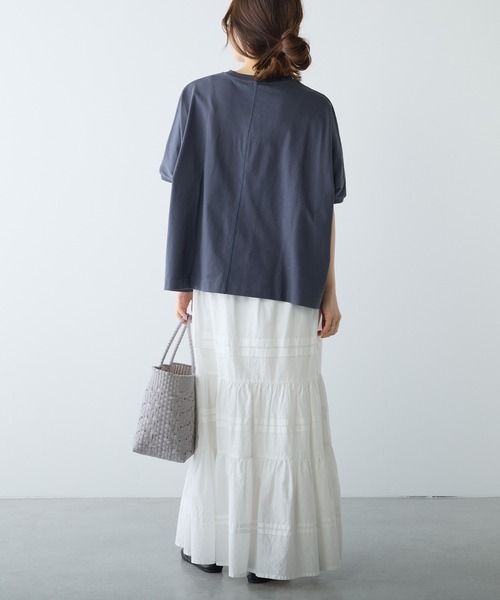 PUAL CE CIN（ピュアルセシン）の「オーガニックコットンショート丈Tシャツ（Tシャツ/カットソー・レディース・ブルー/オフホワイト/チャコールグレー・FREE）」の17枚目の写真