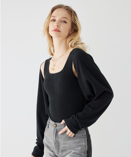ALEXIA STAM（アリシアスタン）の「Long Sleeve Knit Bolero / サマーニットボレロ（カーディガン/ボレロ・レディース・ピンク系その他/ブラック/モカ/ブルー系その他・FREE）」の8枚目の写真