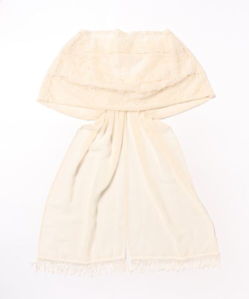 M.deux（エムドゥ）の「レース付きショール（ストール/ショール・レディース・ベージュ/グレー・MEDIUM）」の3枚目の写真