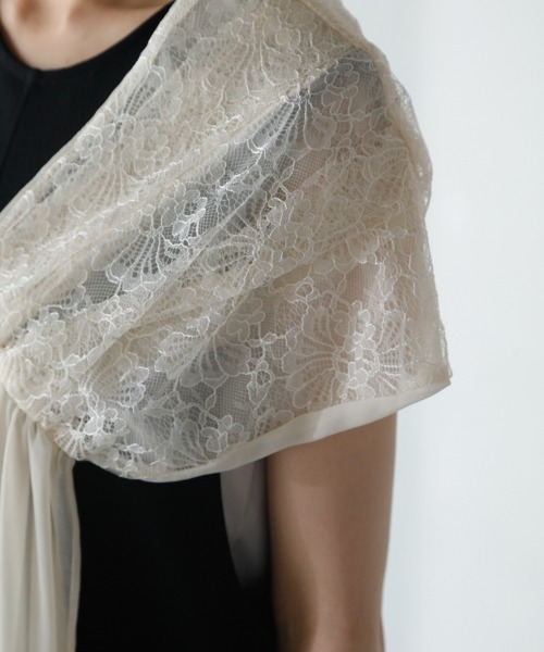 M.deux（エムドゥ）の「レース付きショール（ストール/ショール・レディース・ベージュ/グレー・MEDIUM）」の9枚目の写真