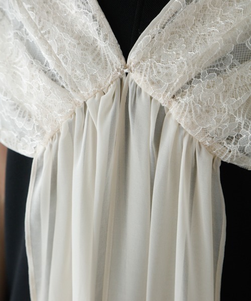 M.deux（エムドゥ）の「レース付きショール（ストール/ショール・レディース・ベージュ/グレー・MEDIUM）」の8枚目の写真