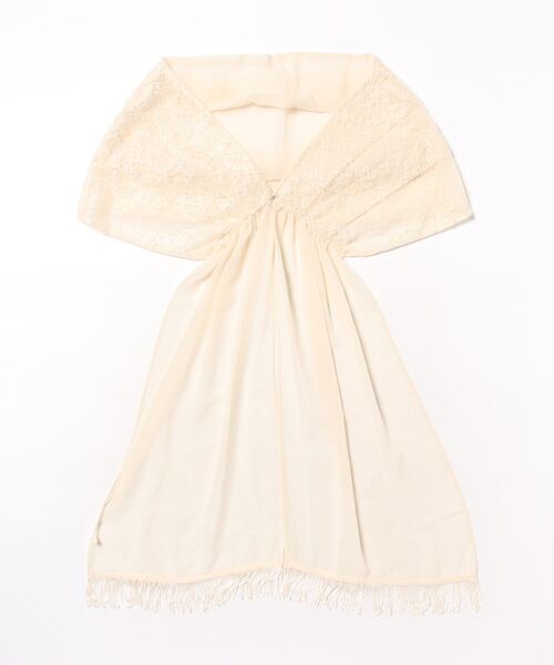 M.deux（エムドゥ）の「レース付きショール（ストール/ショール・レディース・ベージュ/グレー・MEDIUM）」の4枚目の写真