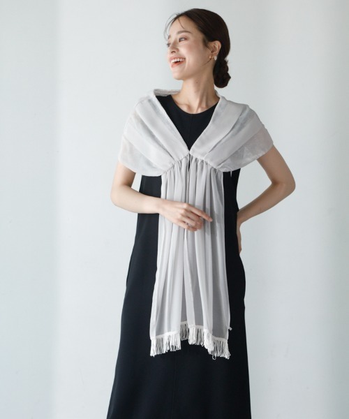 M.deux（エムドゥ）の「レース付きショール（ストール/ショール・レディース・ベージュ/グレー・MEDIUM）」の10枚目の写真