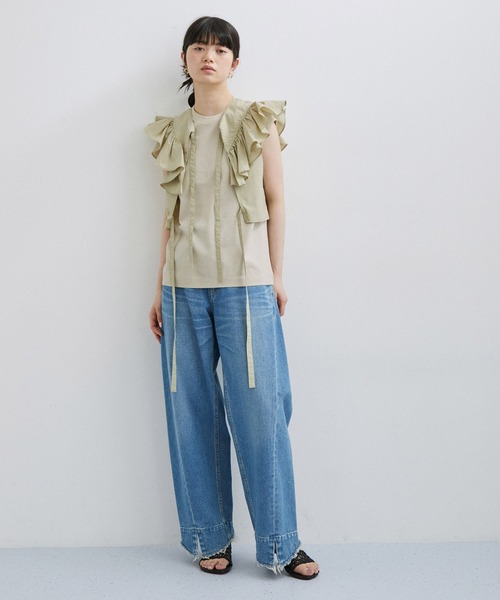 ADAM ET ROPE'（アダムエロペ）の「〈SETアイテム〉フリルセットTシャツ（Tシャツ/カットソー・レディース・ホワイト/ブラック/ベージュ・FREE）」の16枚目の写真