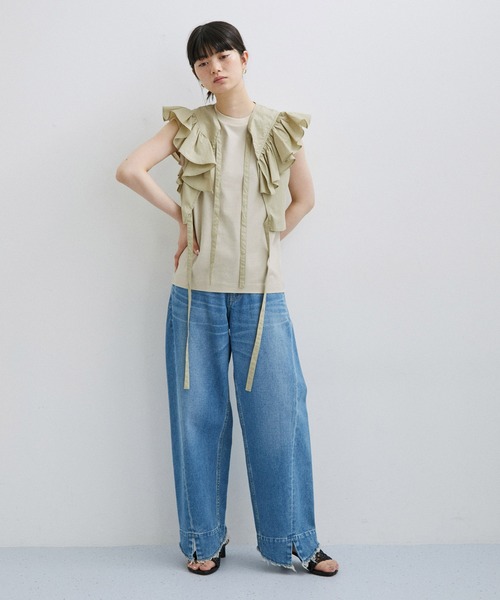 ADAM ET ROPE'（アダムエロペ）の「〈SETアイテム〉フリルセットTシャツ（Tシャツ/カットソー・レディース・ホワイト/ブラック/ベージュ・FREE）」の11枚目の写真