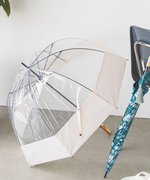 LEPSIM(レプシィム)の「ドームコンビビニール傘 178061(長傘・レディース・ライトグリーン/オレンジ/アイボリー・ONE SIZE)」の1枚目の写真