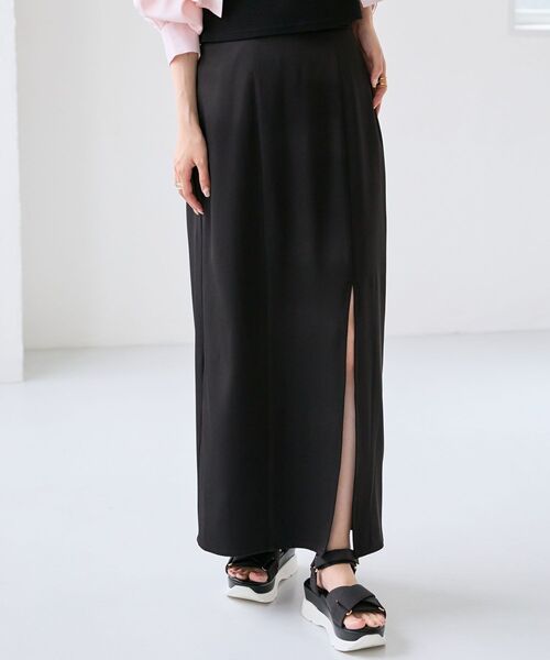 MAJESTIC LEGON(マジェスティックレゴン)の「ウエストフィットスリットスカート(スカート・レディース・モカ/ブラック/オレンジ・SMALL/MEDIUM)」の2枚目の写真