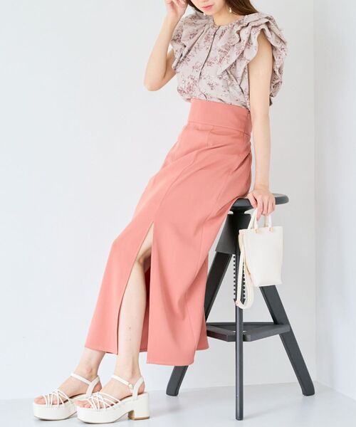MAJESTIC LEGON(マジェスティックレゴン)の「ウエストフィットスリットスカート(スカート・レディース・モカ/ブラック/オレンジ・SMALL/MEDIUM)」の4枚目の写真