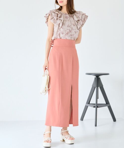 MAJESTIC LEGON(マジェスティックレゴン)の「ウエストフィットスリットスカート(スカート・レディース・モカ/ブラック/オレンジ・SMALL/MEDIUM)」の5枚目の写真