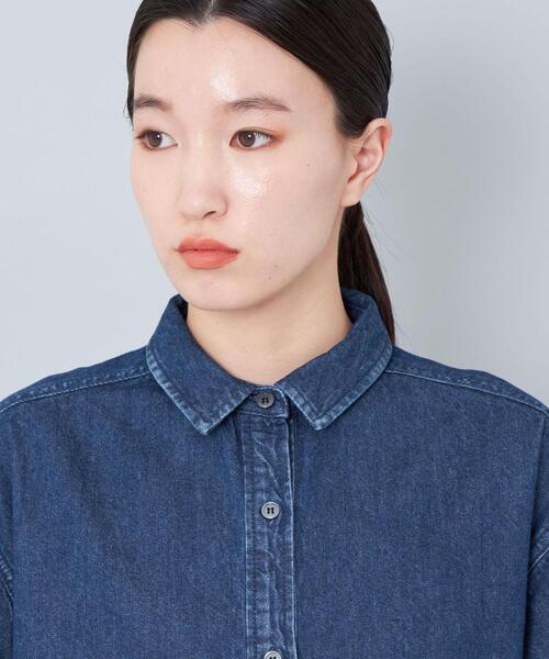 ブラウス シャツ ボウタイデニムシャツ/春服/オフィス レディース crie conforto ブラウス シャツ ボウタイデニムシャツ