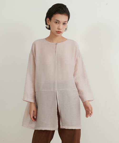 On One's Own（オンワンズオン）の「On One's Own シアー感リネンミックス２WAY トップ（その他トップス・レディース・スカイブルー/イエロー/ピンク・FREE）」の3枚目の写真