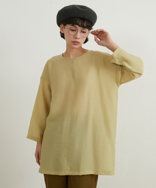 On One's Own（オンワンズオン）の「On One's Own シアー感リネンミックス２WAY トップ（その他トップス・レディース・スカイブルー/イエロー/ピンク・FREE）」の2枚目の写真