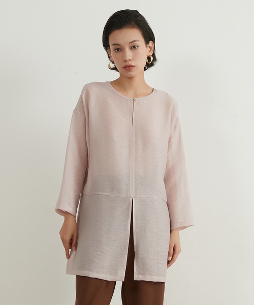 On One's Own（オンワンズオン）の「On One's Own シアー感リネンミックス２WAY トップ（その他トップス・レディース・スカイブルー/イエロー/ピンク・FREE）」の5枚目の写真