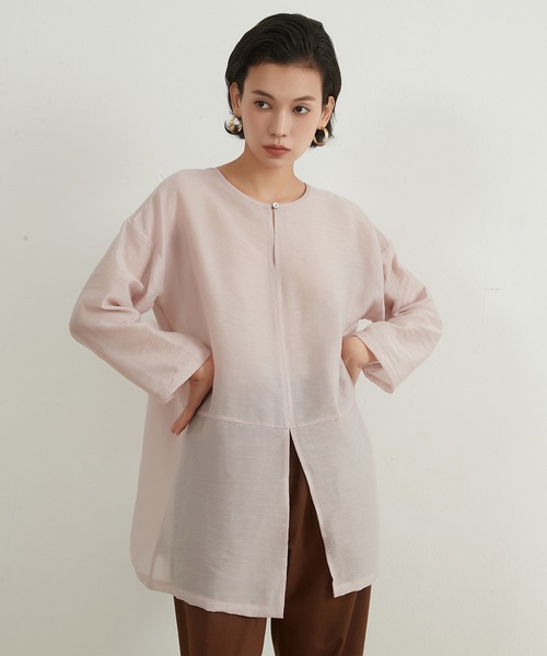 On One's Own（オンワンズオン）の「On One's Own シアー感リネンミックス２WAY トップ（その他トップス・レディース・スカイブルー/イエロー/ピンク・FREE）」の6枚目の写真