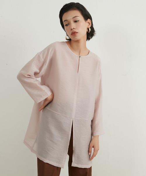 On One's Own（オンワンズオン）の「On One's Own シアー感リネンミックス２WAY トップ（その他トップス・レディース・スカイブルー/イエロー/ピンク・FREE）」の7枚目の写真