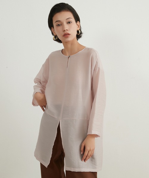 On One's Own（オンワンズオン）の「On One's Own シアー感リネンミックス２WAY トップ（その他トップス・レディース・スカイブルー/イエロー/ピンク・FREE）」の10枚目の写真