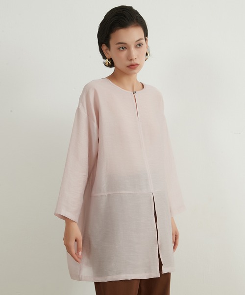On One's Own（オンワンズオン）の「On One's Own シアー感リネンミックス２WAY トップ（その他トップス・レディース・スカイブルー/イエロー/ピンク・FREE）」の9枚目の写真
