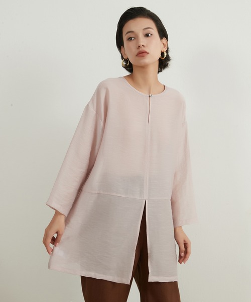 On One's Own（オンワンズオン）の「On One's Own シアー感リネンミックス２WAY トップ（その他トップス・レディース・スカイブルー/イエロー/ピンク・FREE）」の8枚目の写真