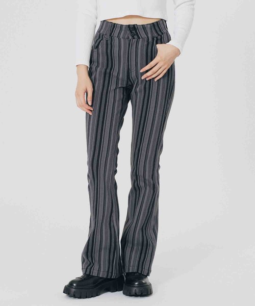 X-girl（エックスガール）の「MULTI STRIPE FLARE PANTS（その他パンツ・レディース・ブラック/ホワイト/ブラウン・XS/S/M）」の18枚目の写真