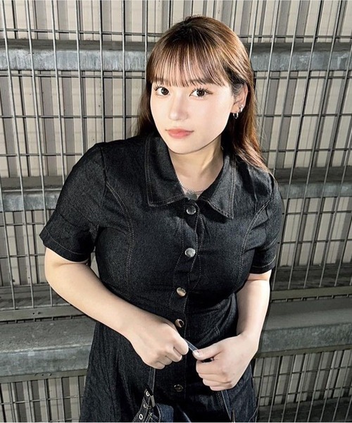 Chick（チック）の「Denim Mini Dress / デニムミニワンピース（ワンピース・レディース・ブラック/ブルー・FREE）」の18枚目の写真