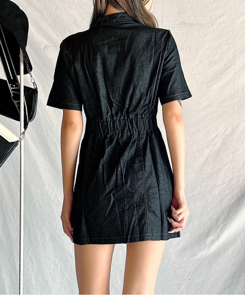 Chick（チック）の「Denim Mini Dress / デニムミニワンピース（ワンピース・レディース・ブラック/ブルー・FREE）」の19枚目の写真