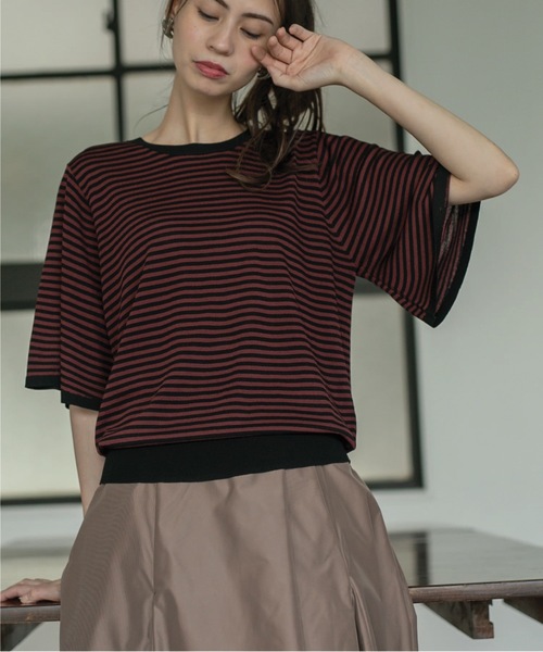 OPAQUE.CLIP（オペークドットクリップ）の「◆ドライタッチ UVフレアスリーブニット【洗濯機洗い可/UV/接触冷感/抗ピリング】（ニット/セーター・レディース・ブラウン系3/ブラック/ライトブルー/ピンク/ベージュ系2/ピンク系・36/38/40/42）」の3枚目の写真