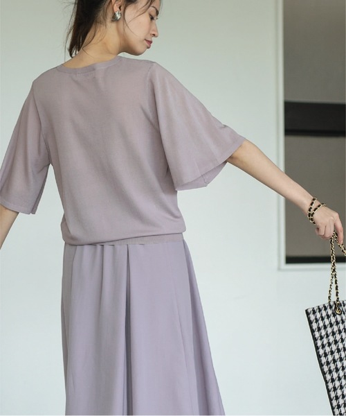 OPAQUE.CLIP（オペークドットクリップ）の「◆ドライタッチ UVフレアスリーブニット【洗濯機洗い可/UV/接触冷感/抗ピリング】（ニット/セーター・レディース・ブラウン系3/ブラック/ライトブルー/ピンク/ベージュ系2/ピンク系・36/38/40/42）」の20枚目の写真