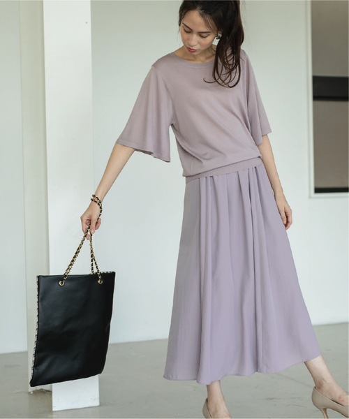 OPAQUE.CLIP（オペークドットクリップ）の「◆ドライタッチ UVフレアスリーブニット【洗濯機洗い可/UV/接触冷感/抗ピリング】（ニット/セーター・レディース・ブラウン系3/ブラック/ライトブルー/ピンク/ベージュ系2/ピンク系・36/38/40/42）」の10枚目の写真