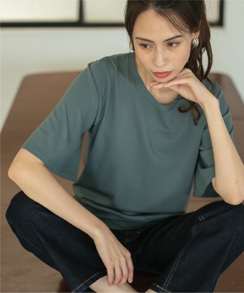 OPAQUE.CLIP（オペークドットクリップ）の「◆ドライタッチ UVフレアスリーブニット【洗濯機洗い可/UV/接触冷感/抗ピリング】（ニット/セーター・レディース・ブラウン系3/ブラック/ライトブルー/ピンク/ベージュ系2/ピンク系・36/38/40/42）」の19枚目の写真