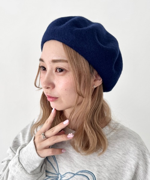 Dim Moire 黒 ファー ベレー帽 Dim Moire 黒 ファー ベレー帽