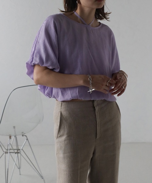 Bonjour Sagan(ボンジュールサガン)の「クロップドコクーンブラウス(シャツ/ブラウス・レディース・オフホワイト/ネイビー/ラベンダー・FREE)」の3枚目の写真