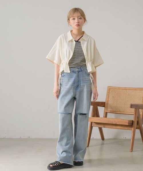 RETRO GIRL（レトロガール）の「ダブルドロストSH（シャツ/ブラウス・レディース・ピンク/チャコールグレー/ブルー/ナチュラル・FREE）」の5枚目の写真