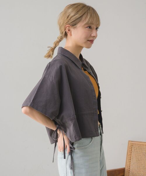 RETRO GIRL（レトロガール）の「ダブルドロストSH（シャツ/ブラウス・レディース・ピンク/チャコールグレー/ブルー/ナチュラル・FREE）」の11枚目の写真