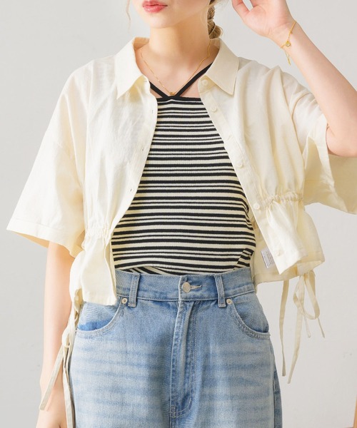 RETRO GIRL（レトロガール）の「ダブルドロストSH（シャツ/ブラウス・レディース・ピンク/チャコールグレー/ブルー/ナチュラル・FREE）」の3枚目の写真