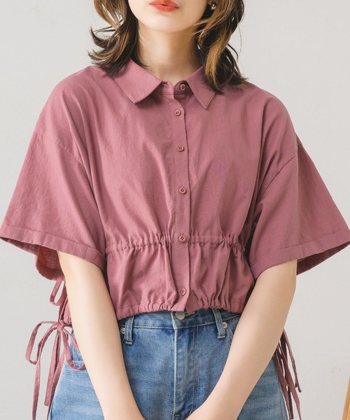 RETRO GIRL（レトロガール）の「ダブルドロストSH（シャツ/ブラウス・レディース・ピンク/チャコールグレー/ブルー/ナチュラル・FREE）」の4枚目の写真