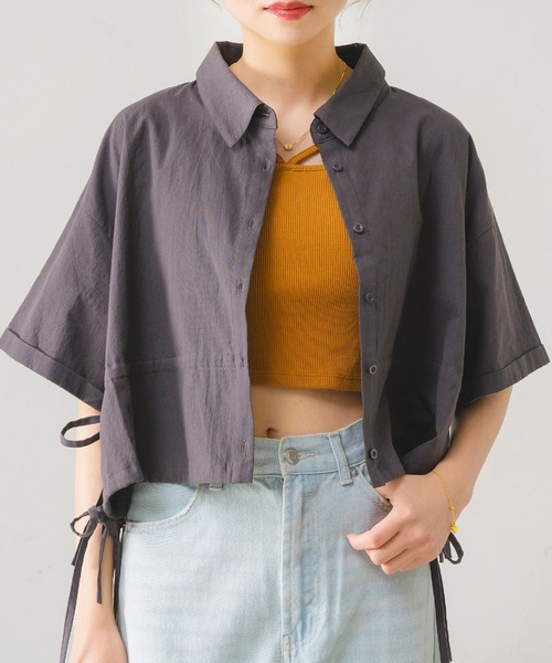 RETRO GIRL（レトロガール）の「ダブルドロストSH（シャツ/ブラウス・レディース・ピンク/チャコールグレー/ブルー/ナチュラル・FREE）」の2枚目の写真