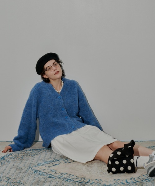 MERLOT（メルロー）の「ブークレカラーカーディガン（ニット/セーター・レディース・グリーン/ブルー/レッド・FREE）」の8枚目の写真