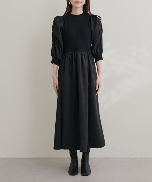 natural couture(ナチュラルクチュール)の「WEB限定 / 袖コンシャスドッキング6分袖ワンピース(ワンピース・レディース・ブラック/ネイビー/その他1/その他2・FREE)」の18枚目の写真