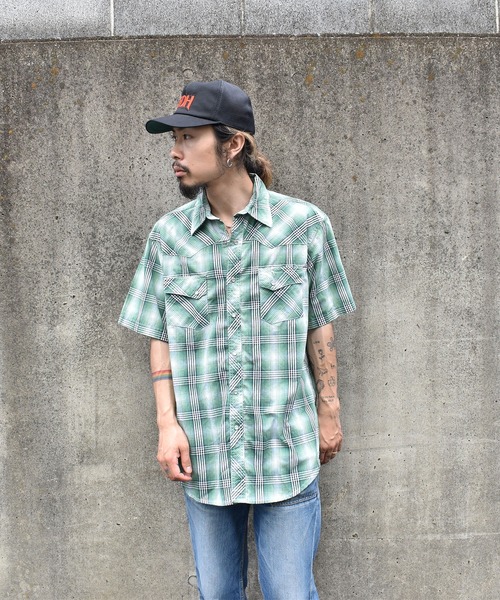 Wrangler(ラングラー)の「【ヴィンテージ古着】Wrangler / ラングラー Wrancher ウエスタン 半袖 チェックシャツ(シャツ/ブラウス・メンズ・グリーン・LARGE)」の5枚目の写真