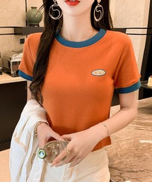 B.I.D. | 《Lilamusant(リラミュゾン)》配色ワンポイントロゴ半袖リンガーTee(Tシャツ/カットソー)